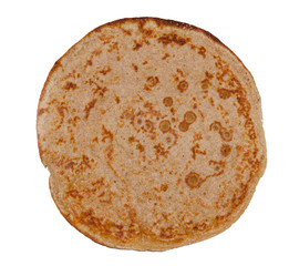 thin pancake isolated on white background
