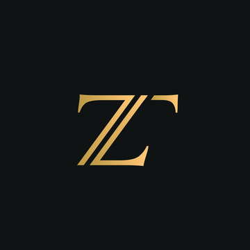 ZT or TZ logo vector. Initial letter logo, golden text on black background  Stock Vector | Adobe Stock