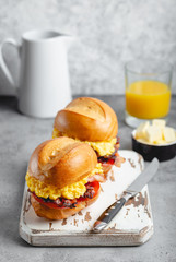 Breakfast sandwiches with scrambled egg