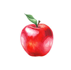 Red apple with leaf