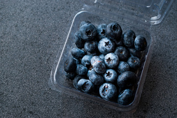 Blueberries / Fresh Raw Organic Berries Blueberry in Plastic Box Package or Container.