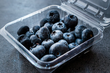 Blueberries / Fresh Raw Organic Berries Blueberry in Plastic Box Package or Container.