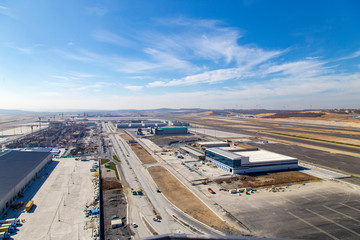 Istanbul, Turkey: March 19, 2019: Parallel runways view from Istanbul New airport