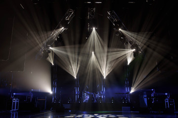 Free stage with lights, lighting devices.