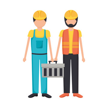 construction workers with toolkit