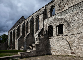 Fototapeta na wymiar Ancient ruined St. Brigitta convent ( 1436 year) in Pirita region, Tallinn, Estonia
