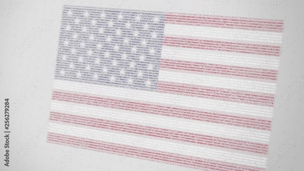 Poster many numbers compose flag of the usa. digital technology related 3d animation