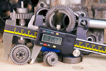 measurement of the details by a digital caliper
