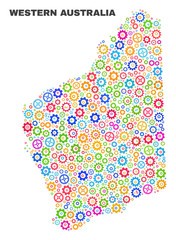 Mosaic technical Western Australia map isolated on a white background. Vector geographic abstraction in different colors.