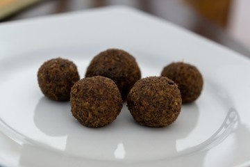 RAW vegan coffee balls on the plate. Slovakia
