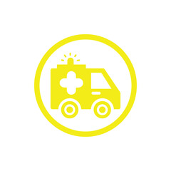 Ambulance, car, emergency, medical, medical yellow color icon