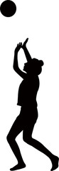 girl playing with ball, silhouette vector