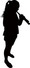 Naklejka premium girl playing saxophone, silhouette vector