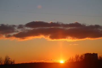 Beautiful landscape photo of sunset in the city of Moscow