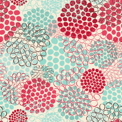 Abstract ovals, dots and circles. Seamless vector pattern.