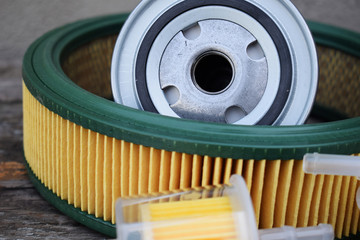 Auto parts accessories: oil , fuel or air filter for engine car.