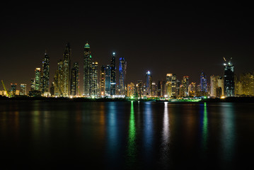 dubai skyline, marina beach.