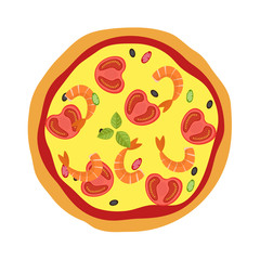 Pizza menu concept. Flat style food. Vector illustration.