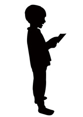 boy reading body silhouette vector