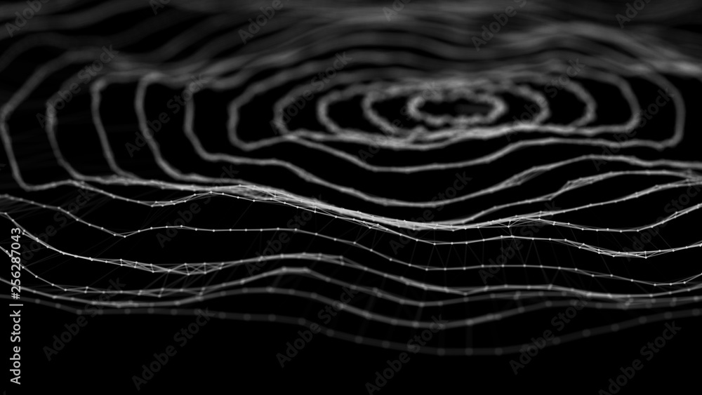 Fototapete Network connection dots and lines. Technology background. Plexus. Big data background. 3d rendering.
