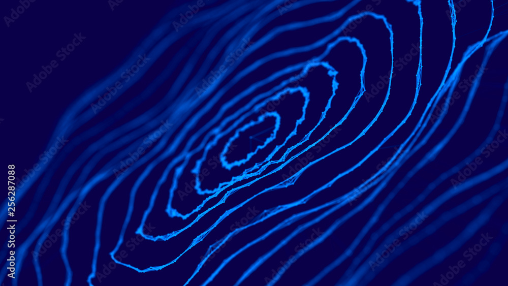 Poster Network connection dots and lines. Technology background. Plexus. Big data background. 3d rendering.