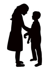 children making chat, silhouette vector