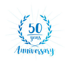50 years anniversary celebration logo. Anniversary watercolor design template. Vector and illustration.