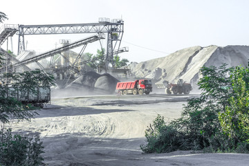 gravel extraction. Quarry for the extraction of natural minerals. Industry mining