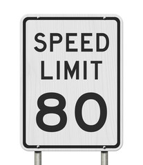 US 80 mph Speed Limit sign