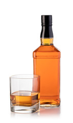 whiskey bottle and glass