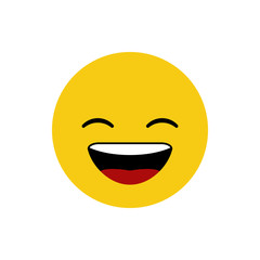 Isolated yellow smiling face with the white teeth icon