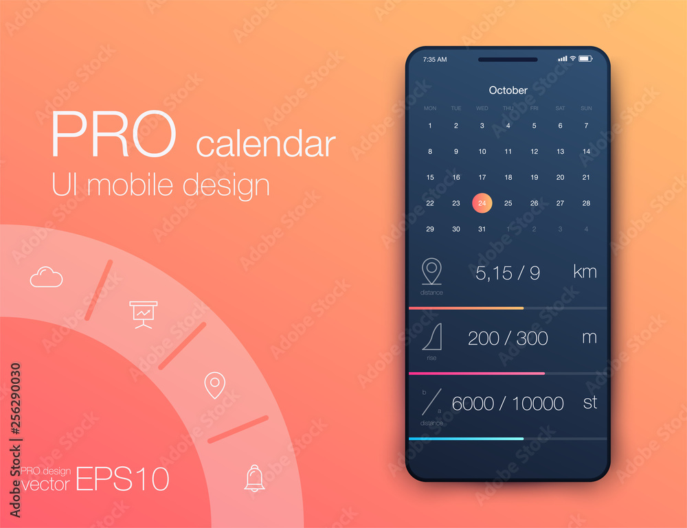 Poster fitness app. ui ux design. ui design concept with web elements