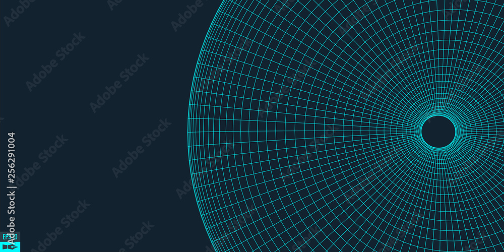 Aufkleber wireframe vector torus background. wormhole concept. funnel perspective grid. vector illustration.