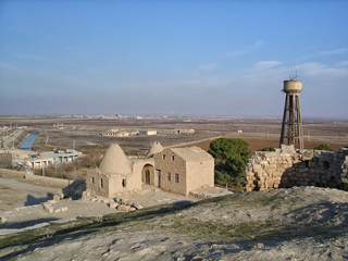 Modern Harran, panoramic view of the Mesopotamian plains from the top of Harran castle.
