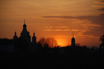 monastery at sunset