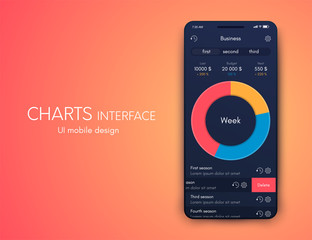 Mobile phone application for analytics. stock vector