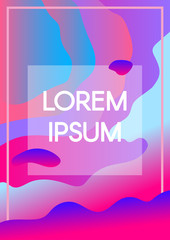 Abstract fluid shapes neon background with text frame