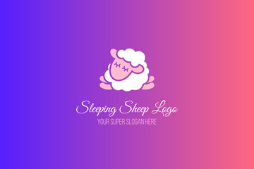 Sleeping sheep flat banner template