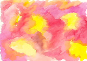 Fototapeta na wymiar Warm watercolor aquarelle background in red and yellow tones