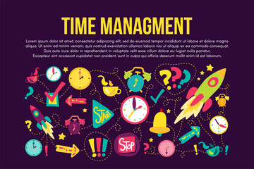 Time management stickers set set
