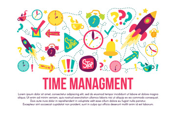 Time management stickers set set