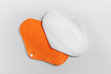 Reusable cloth menstrual pads. Zero waste supplies for personal hygiene.  Sustainable lifestyle. Plastic free concept.