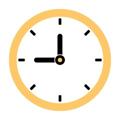 Clock with two arrows on a white background