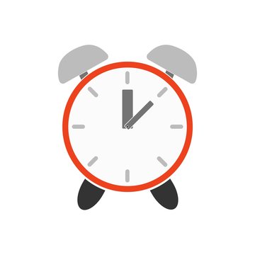 Alarm clock with two arrows on a white background
