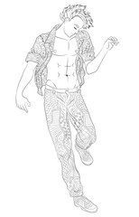 Beautifull dancing man in a patterned clothes.