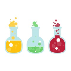 Three cans with boiling liquids on a white background