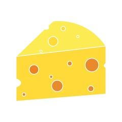 Cheese with holes on a white background
