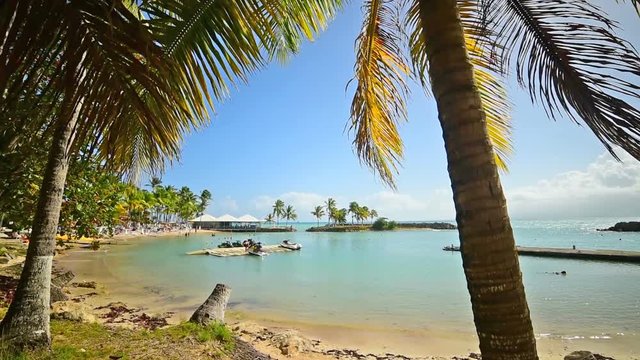 Bas du Fort beach in Le Gosier in Guadeloupe, French west indies. Lesser Antilles, Caribbean sea