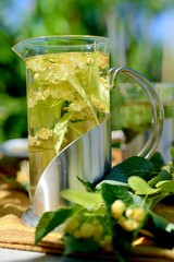 Herbal tea with linden flowers.
