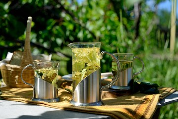 Herbal tea with linden flowers.